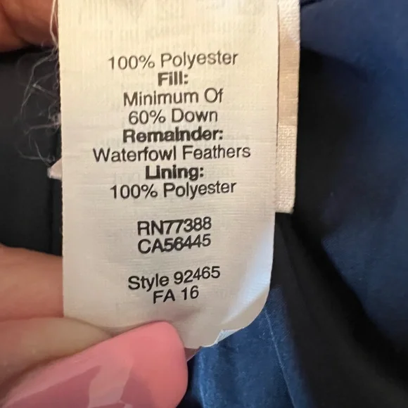 J. Crew Quilted Navy Down Puffer Vest, Zipper, Size Medium - Picture 9 of 11